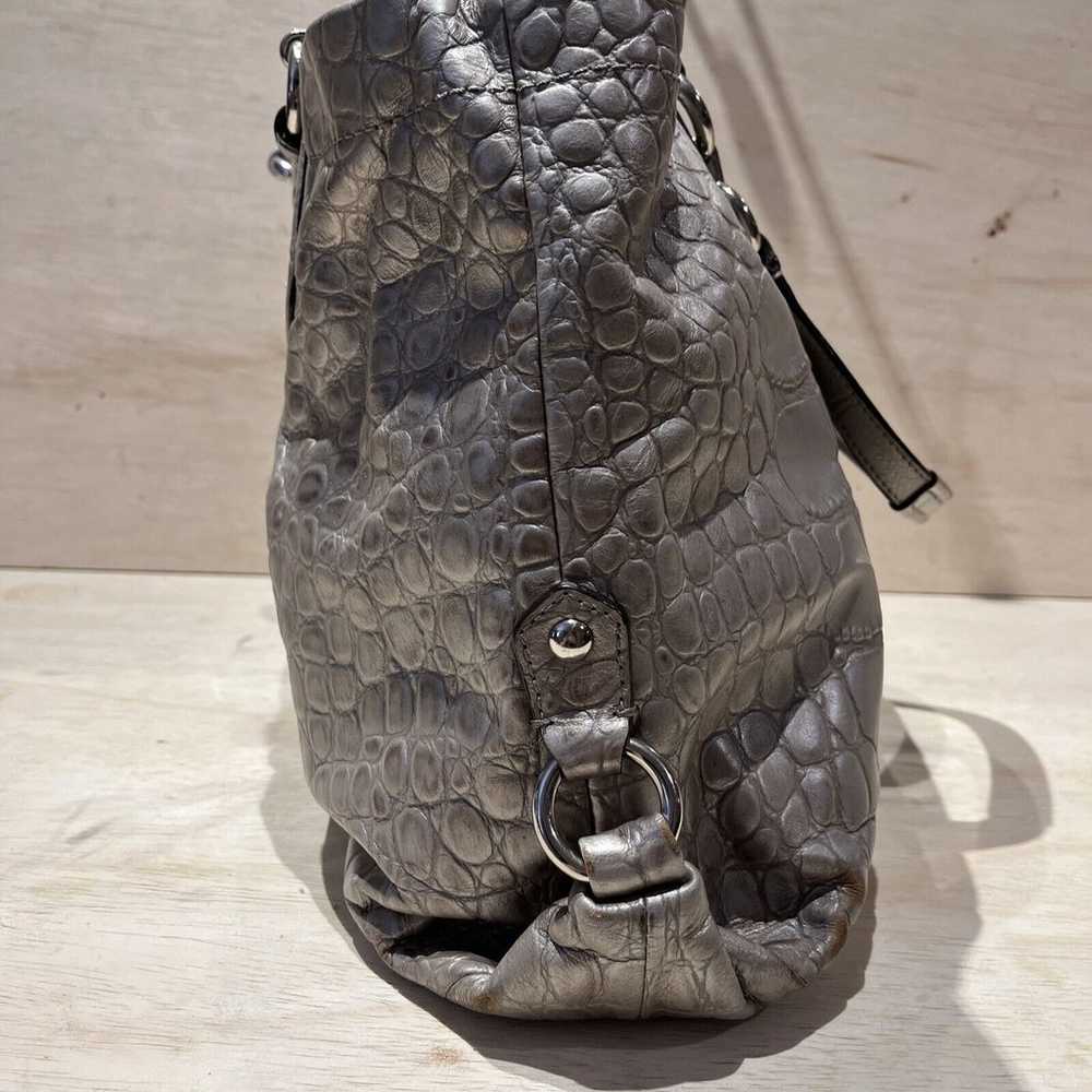 Coach Ashley leather carryall Croc Metallic Silve… - image 6