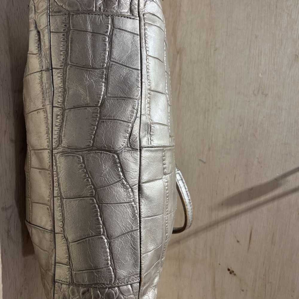 Coach Ashley leather carryall Croc Metallic Silve… - image 7