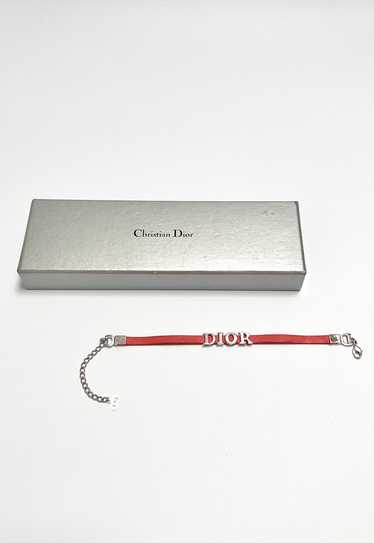 Christian Dior Bracelet Logo Pink Leather Silver … - image 1