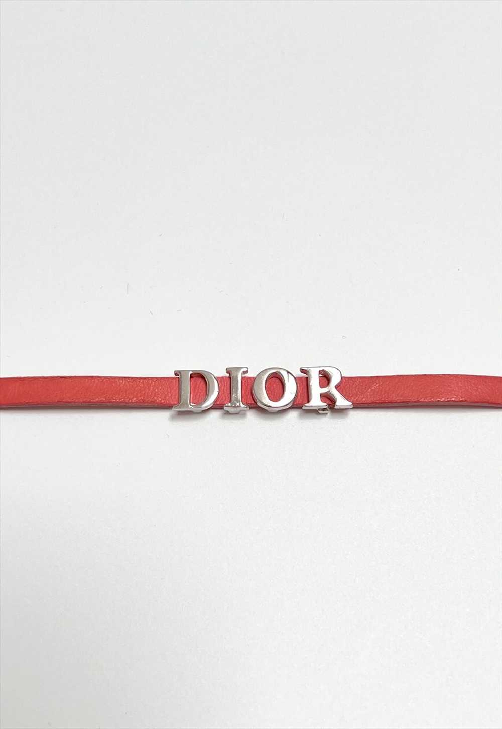 Christian Dior Bracelet Logo Pink Leather Silver … - image 3