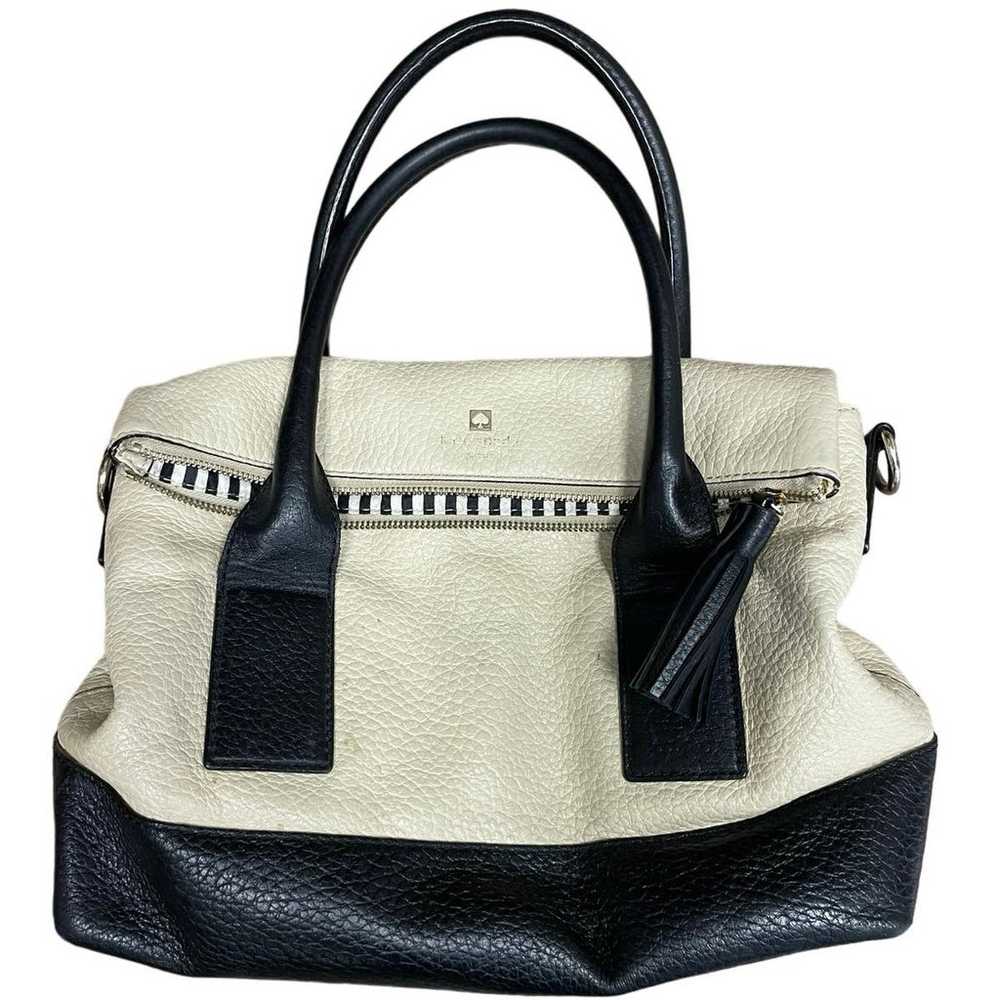 Kate Spade Cream Black Leather Shoulder Bag Purse - image 1