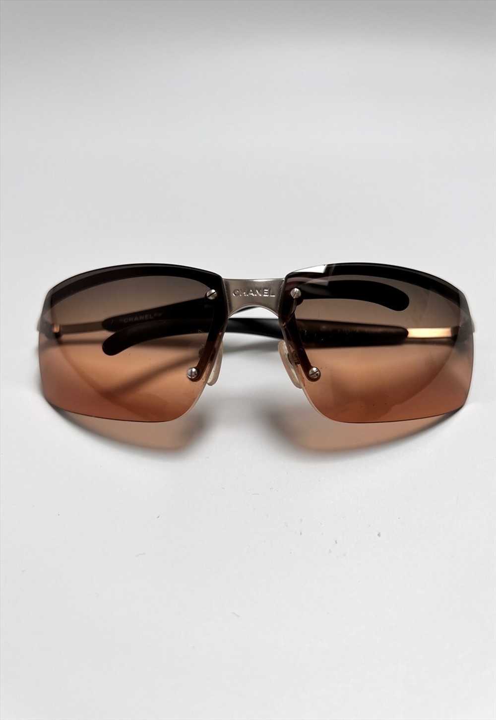 Chanel Sunglasses Rimless Shield CC Logo Rectangl… - image 1
