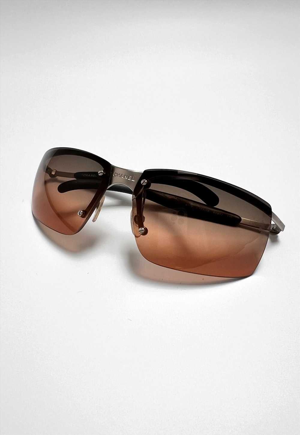Chanel Sunglasses Rimless Shield CC Logo Rectangl… - image 5