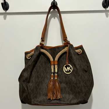 Michael Kors handbag w/rope drawstring & leather … - image 1