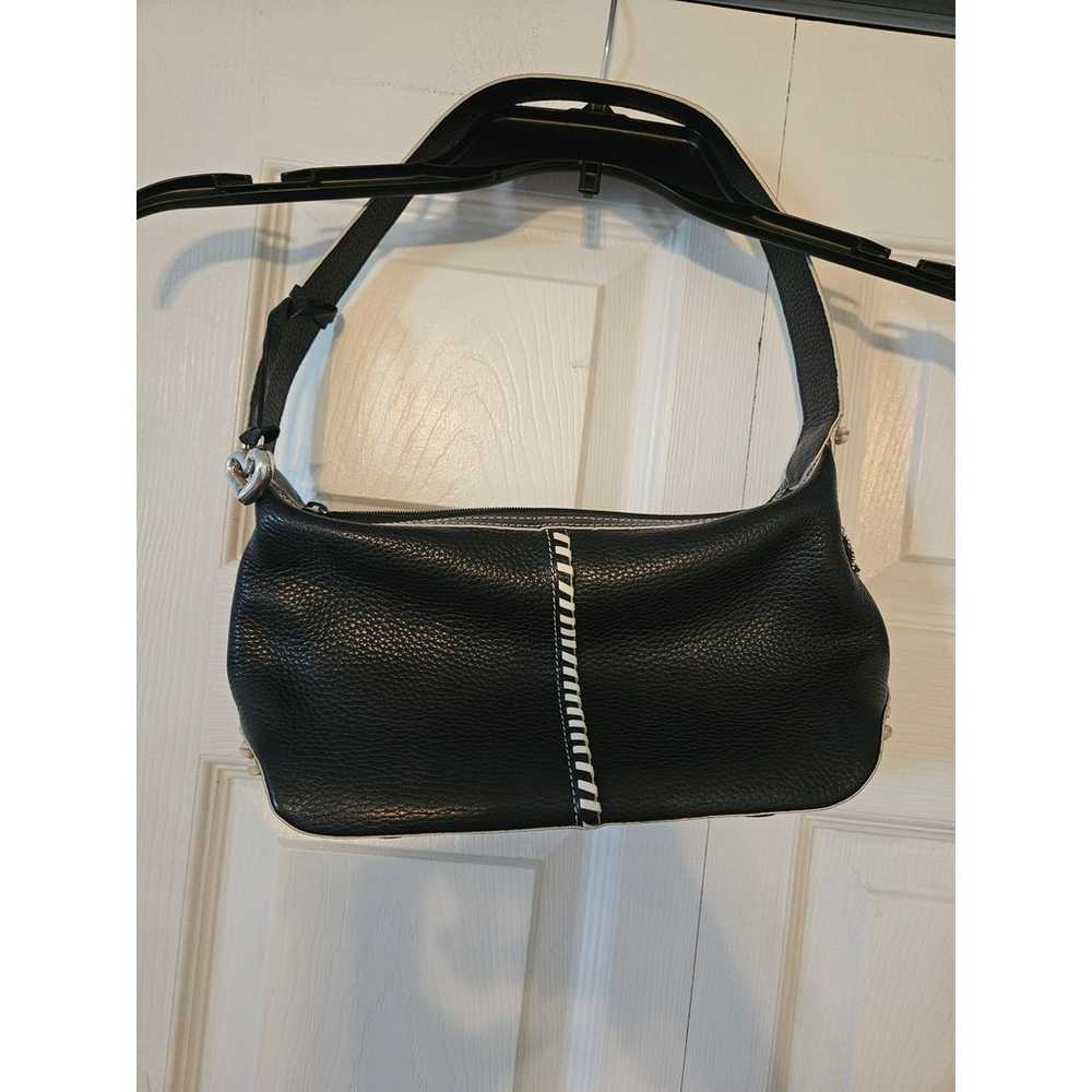 Brighton Black  Embroidered Purse Hobo Handbag Le… - image 1