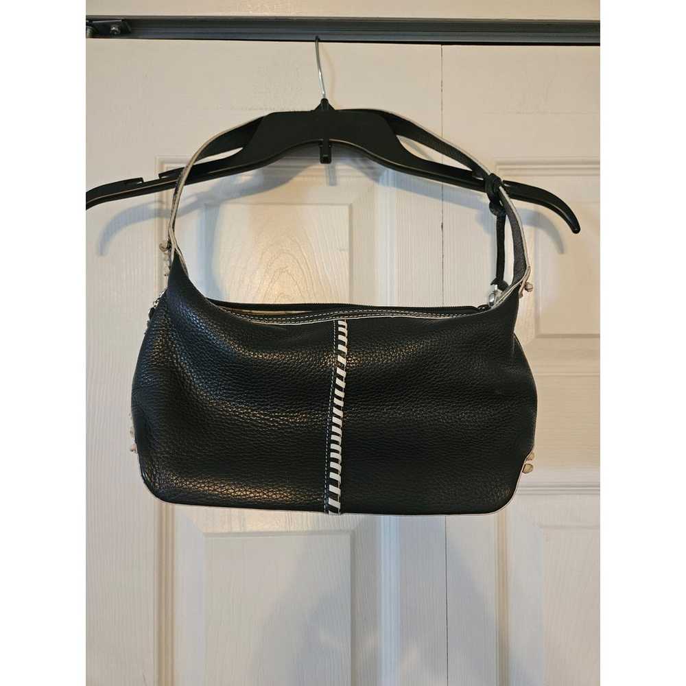 Brighton Black  Embroidered Purse Hobo Handbag Le… - image 3