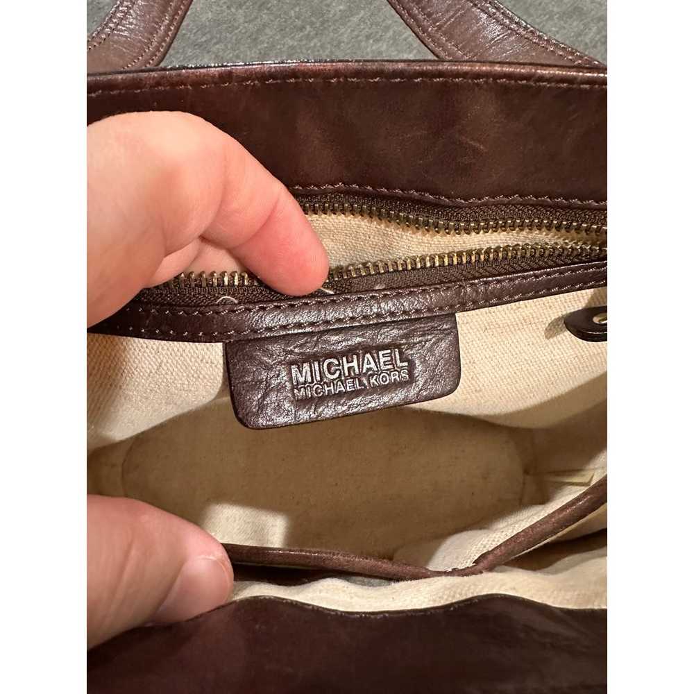 Michael Kors Santorini Woven Leather Brown Bag Go… - image 10