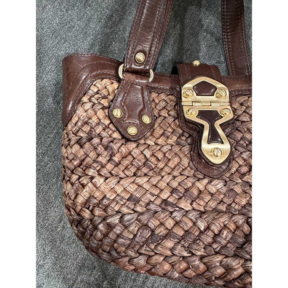 Michael Kors Santorini Woven Leather Brown Bag Go… - image 2