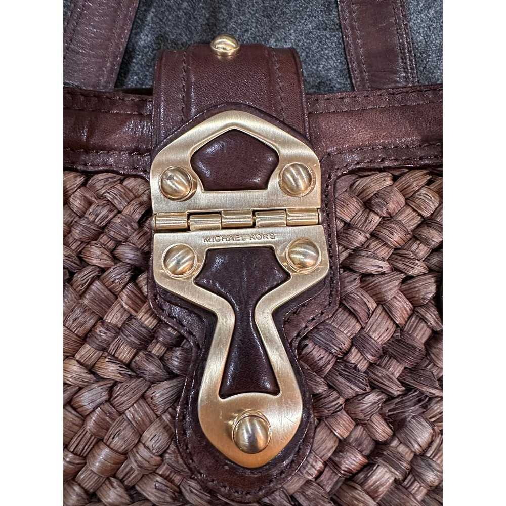 Michael Kors Santorini Woven Leather Brown Bag Go… - image 4