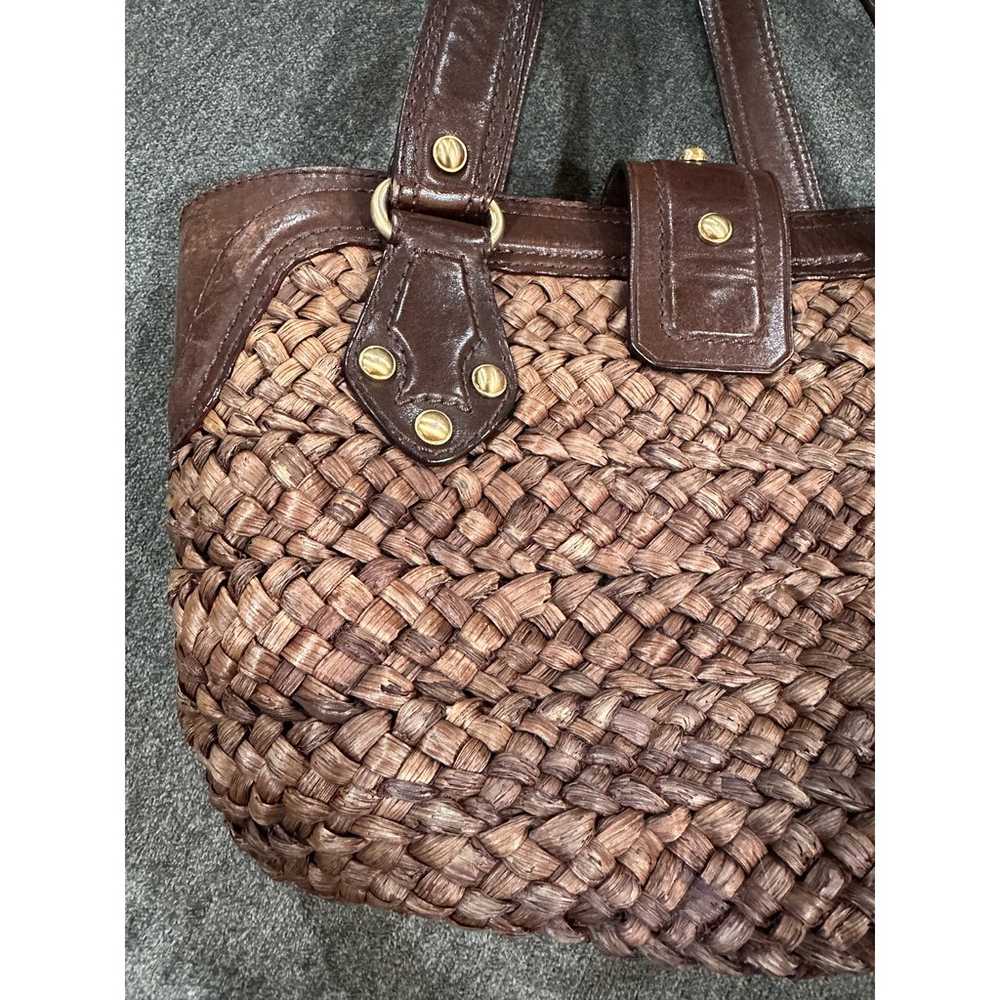 Michael Kors Santorini Woven Leather Brown Bag Go… - image 8