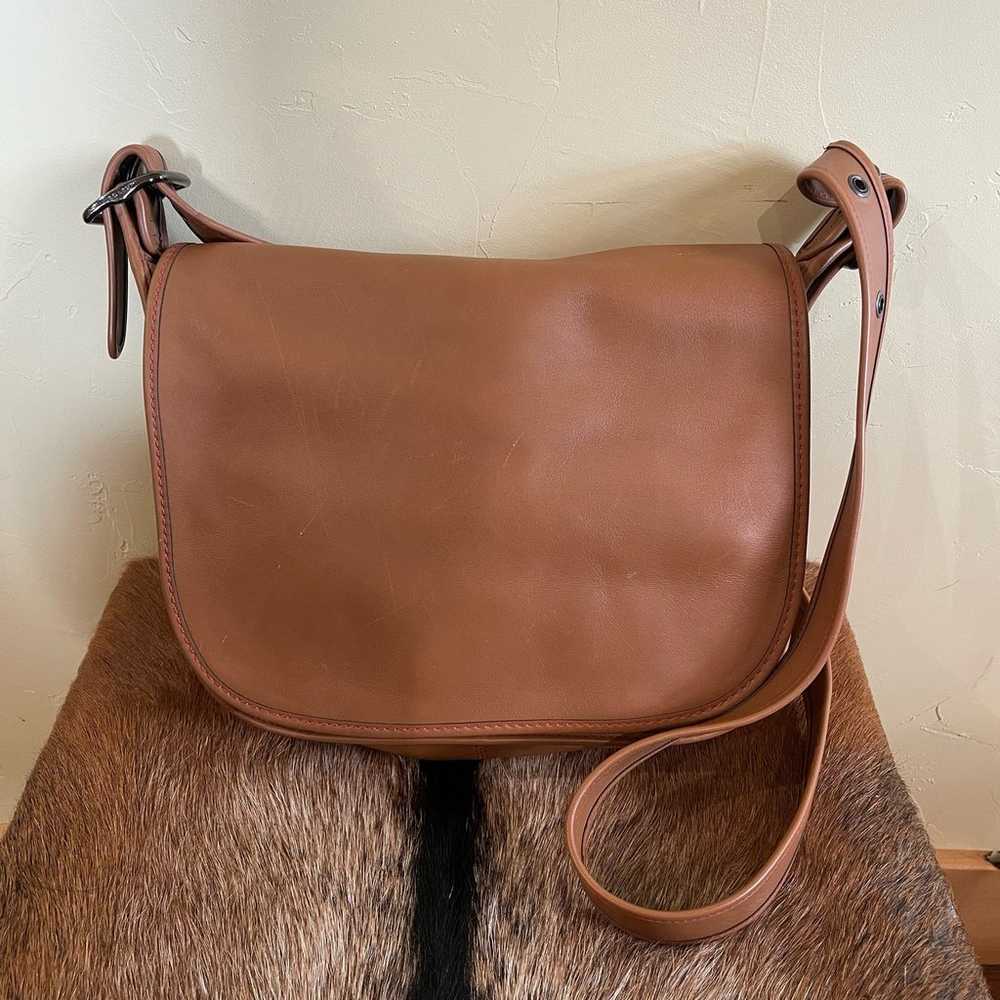 Vintage Coach Saddlery Messenger Bag Tan Orange I… - image 1