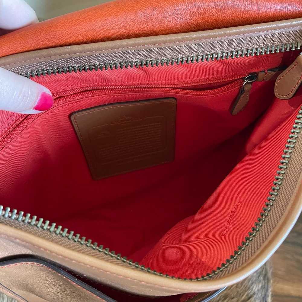 Vintage Coach Saddlery Messenger Bag Tan Orange I… - image 5
