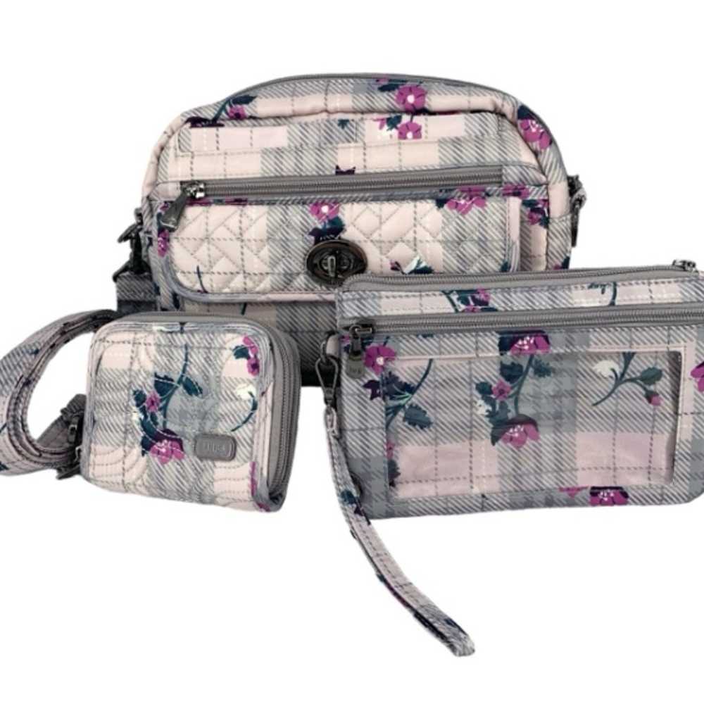 Lug Switch Convertible Crossbody Plaid Floral Pea… - image 1