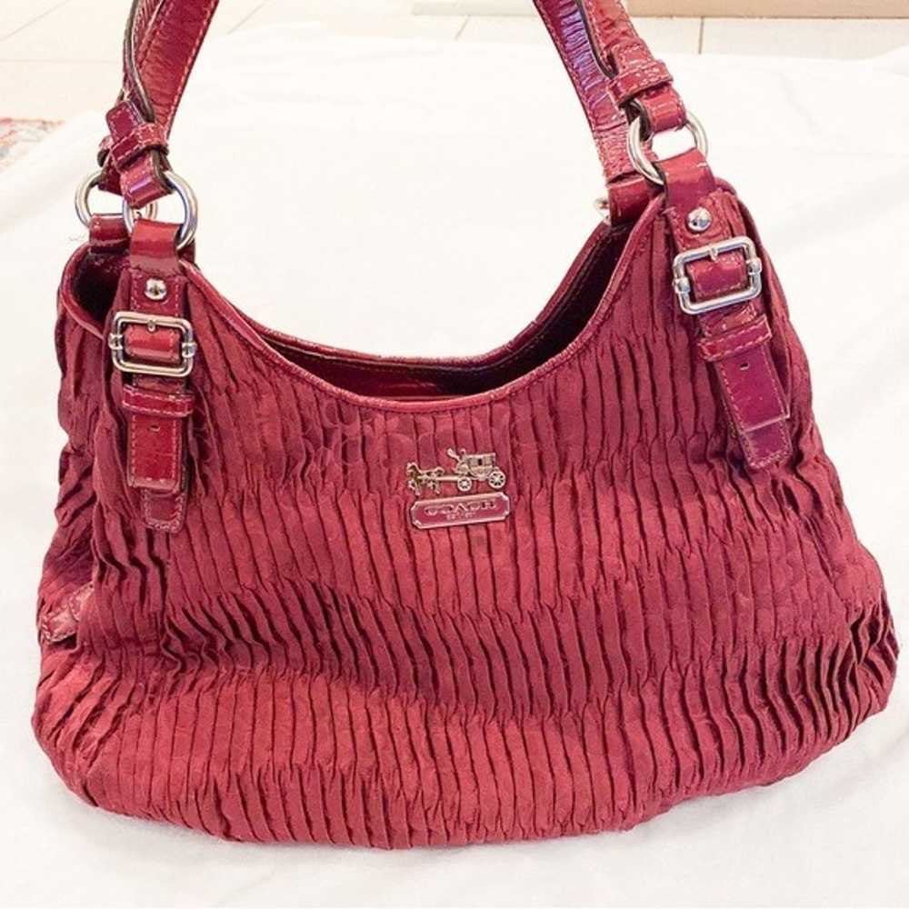 Coach Maggie Berry Red Pink Gathered Signature Le… - image 2