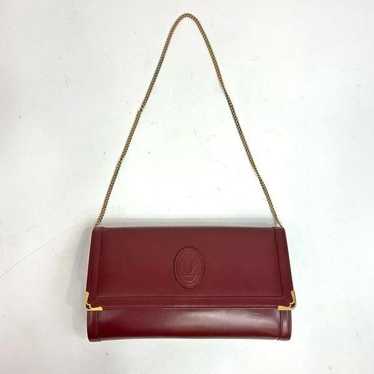 Vintage Cartier Bordeaux Leather Chain Bag Clutch