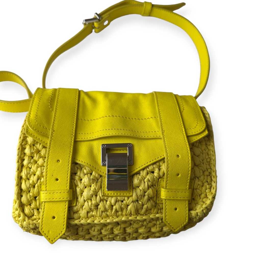 Proenza Schouler Mini PS1 Yellow Raffia & Leather… - image 6