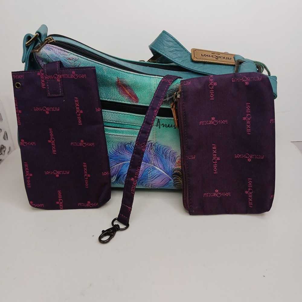 Anuschka leather bag purse handpainted floating f… - image 12