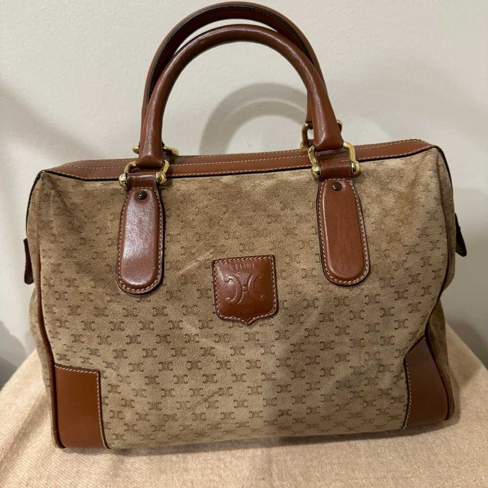 CELINE Suede & Leather Boston Bag - Suede with mi… - image 2
