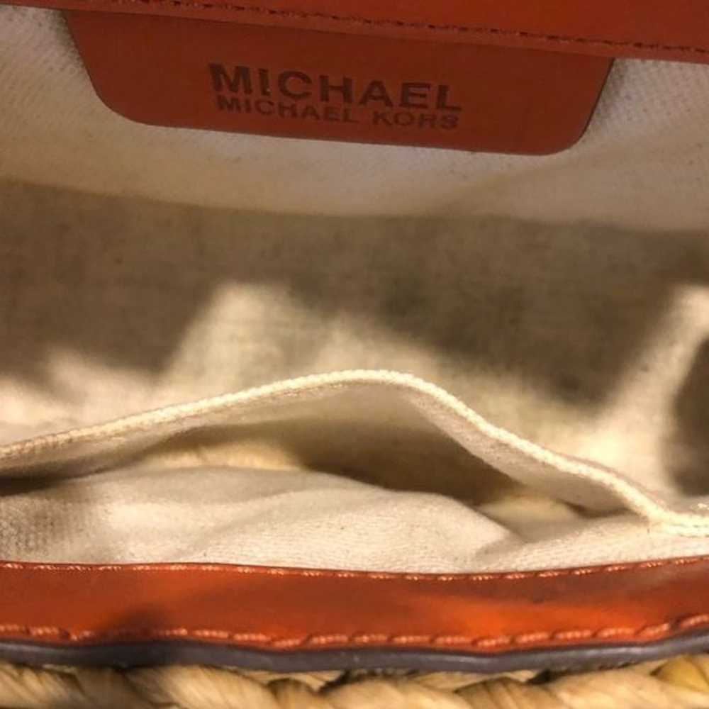 MICHAEL KORS Baguette Straw & Orange Leather Clut… - image 9