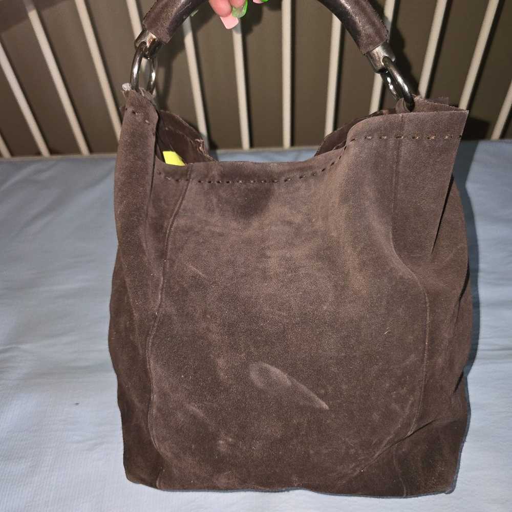Prada/Brown/leather-Suede/handle bag - image 1