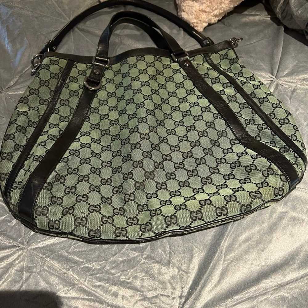 Vintage Gucci Green GG Canvas Shoulder Bag - image 2