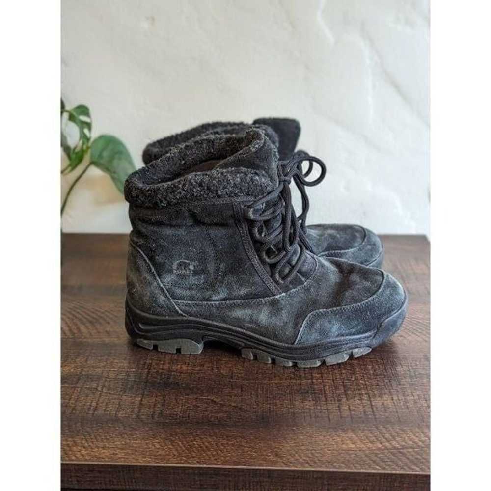 Sorel Waterfall Lace-Up Black Suede Leather Snow … - image 1