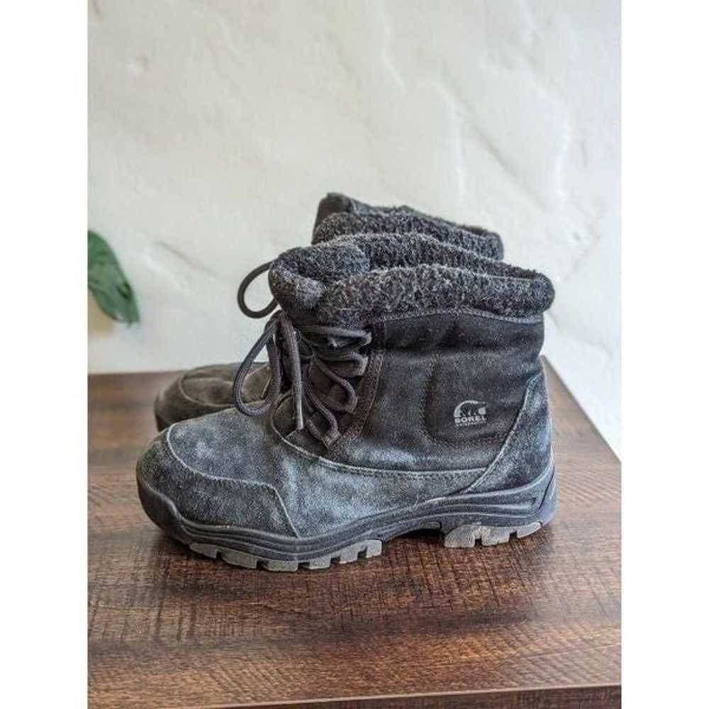 Sorel Waterfall Lace-Up Black Suede Leather Snow … - image 2