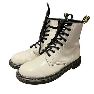 Doc martens womens white patent leather combat zi… - image 1