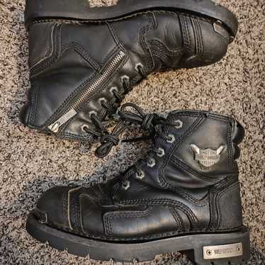 Harley Davidson Steel Toe side zip lace up boots - image 1