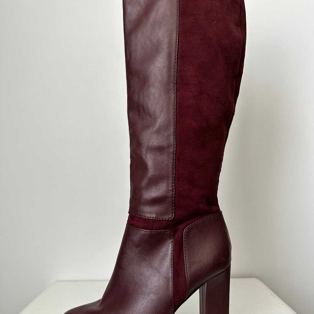 NINE WEST Vegan Faux Leather Burgundy Tall Heeled… - image 6