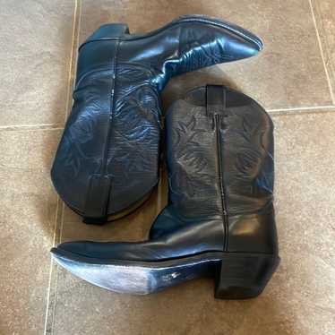 JustinBlack Leather Cowboy Boots! Size 8.5 - image 1