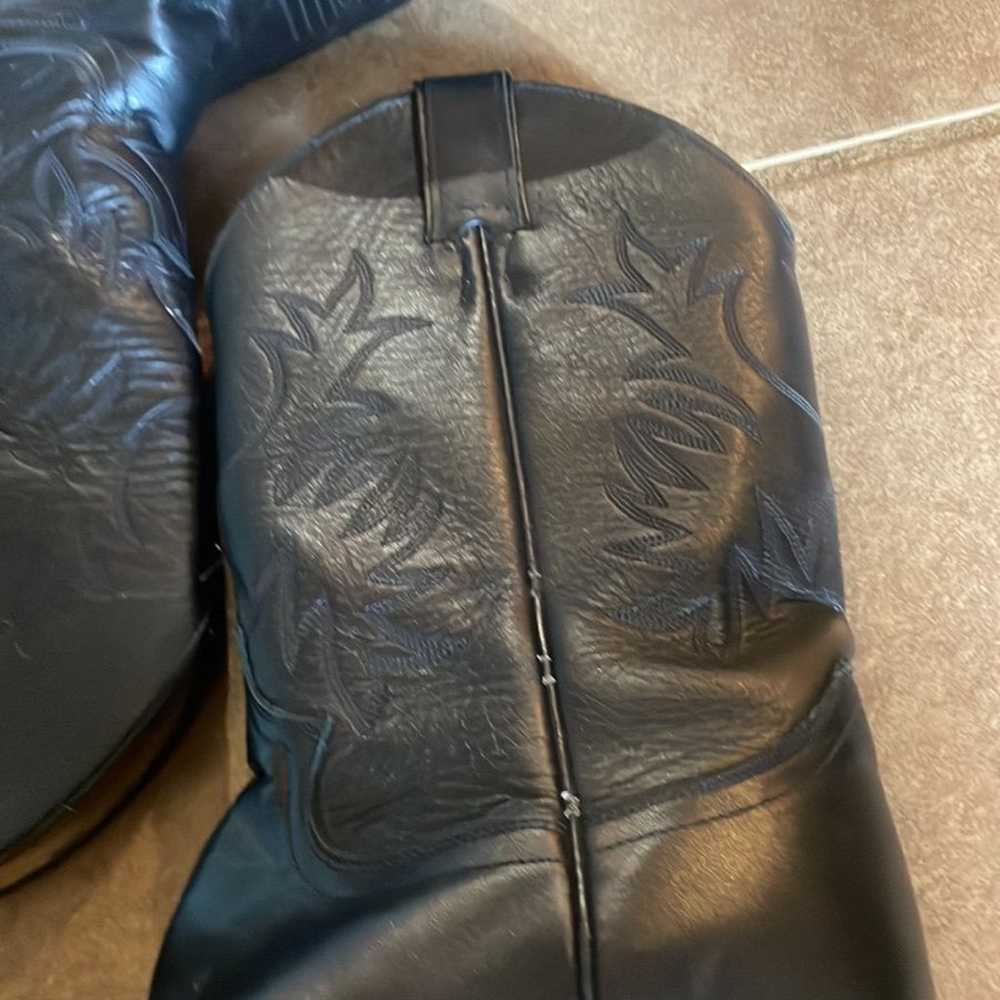 JustinBlack Leather Cowboy Boots! Size 8.5 - image 2