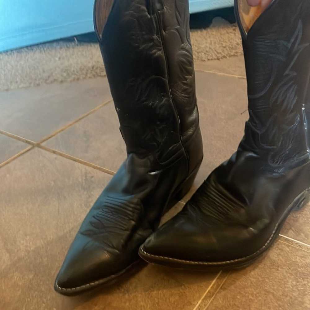 JustinBlack Leather Cowboy Boots! Size 8.5 - image 3
