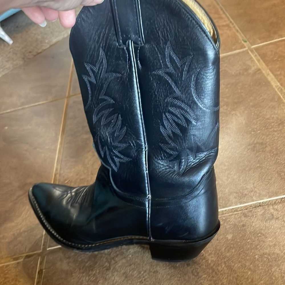 JustinBlack Leather Cowboy Boots! Size 8.5 - image 4