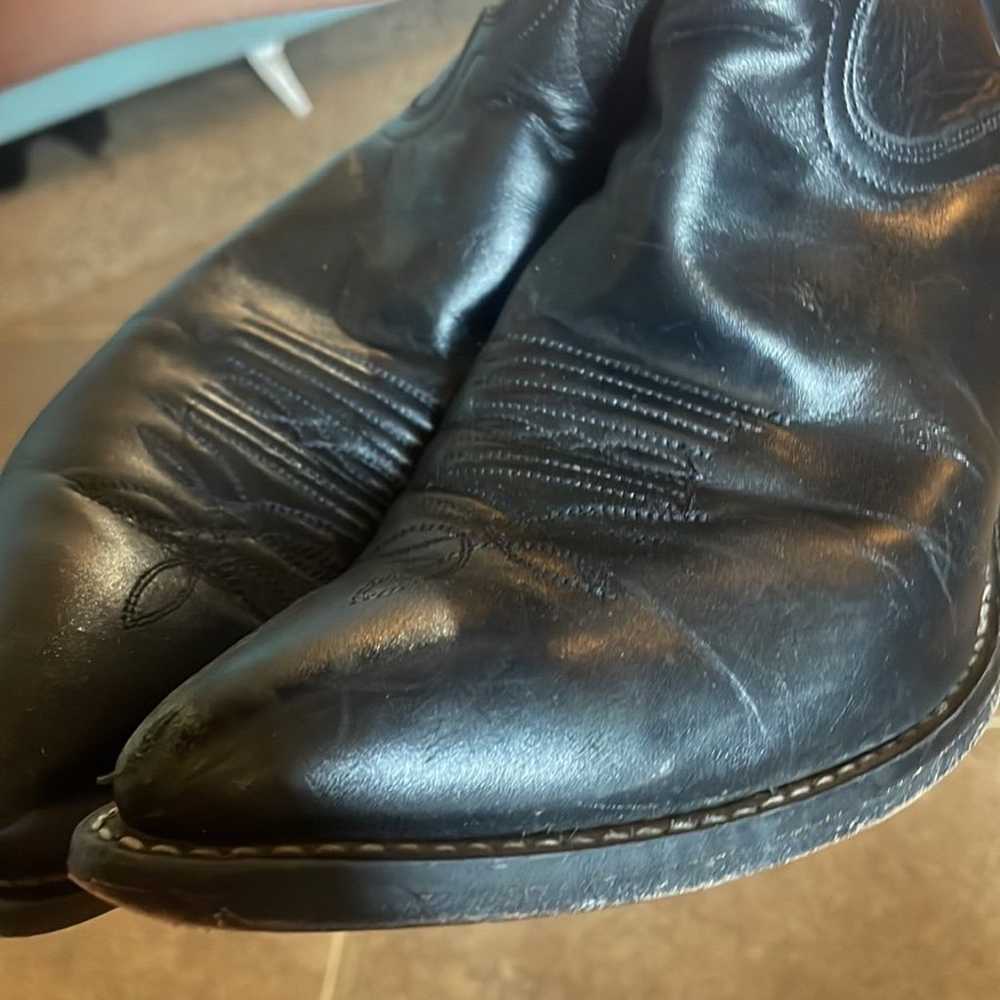 JustinBlack Leather Cowboy Boots! Size 8.5 - image 5