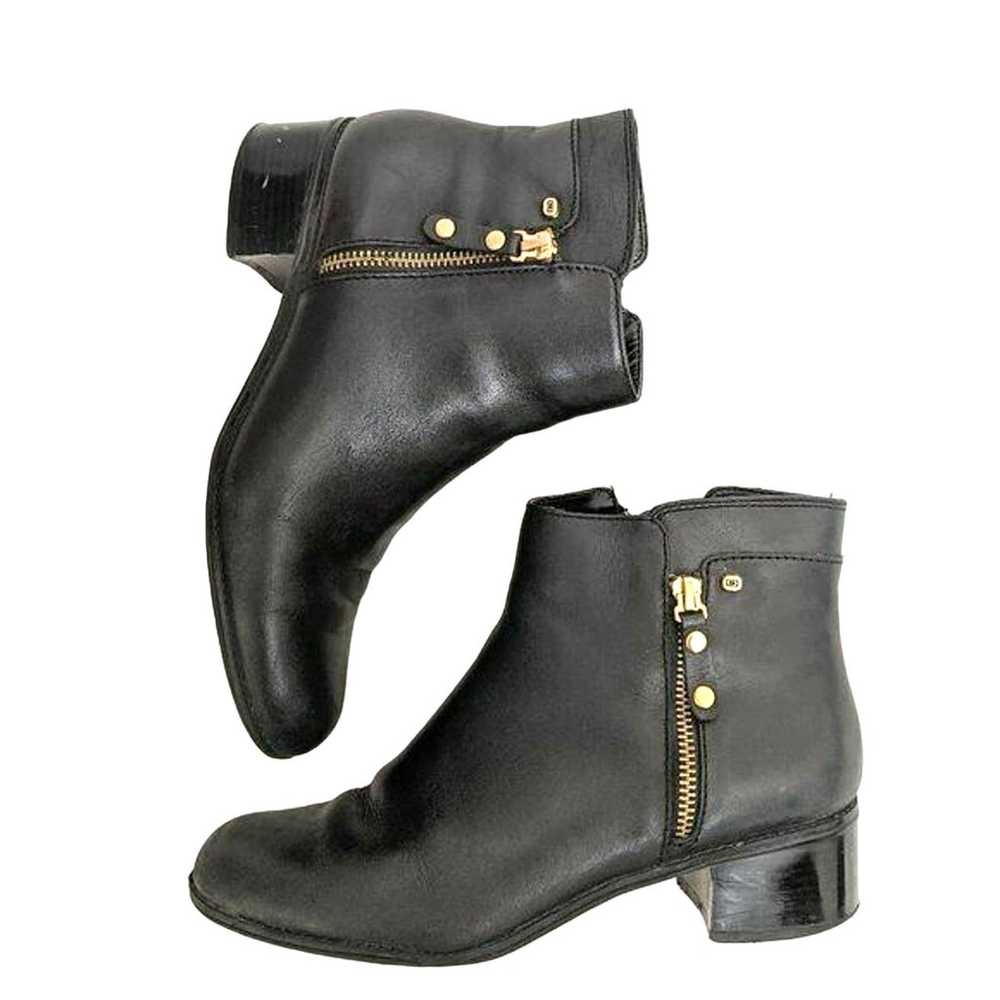 BANDOLINO Shoes Black Ankle Booties Gold Zippers … - image 2