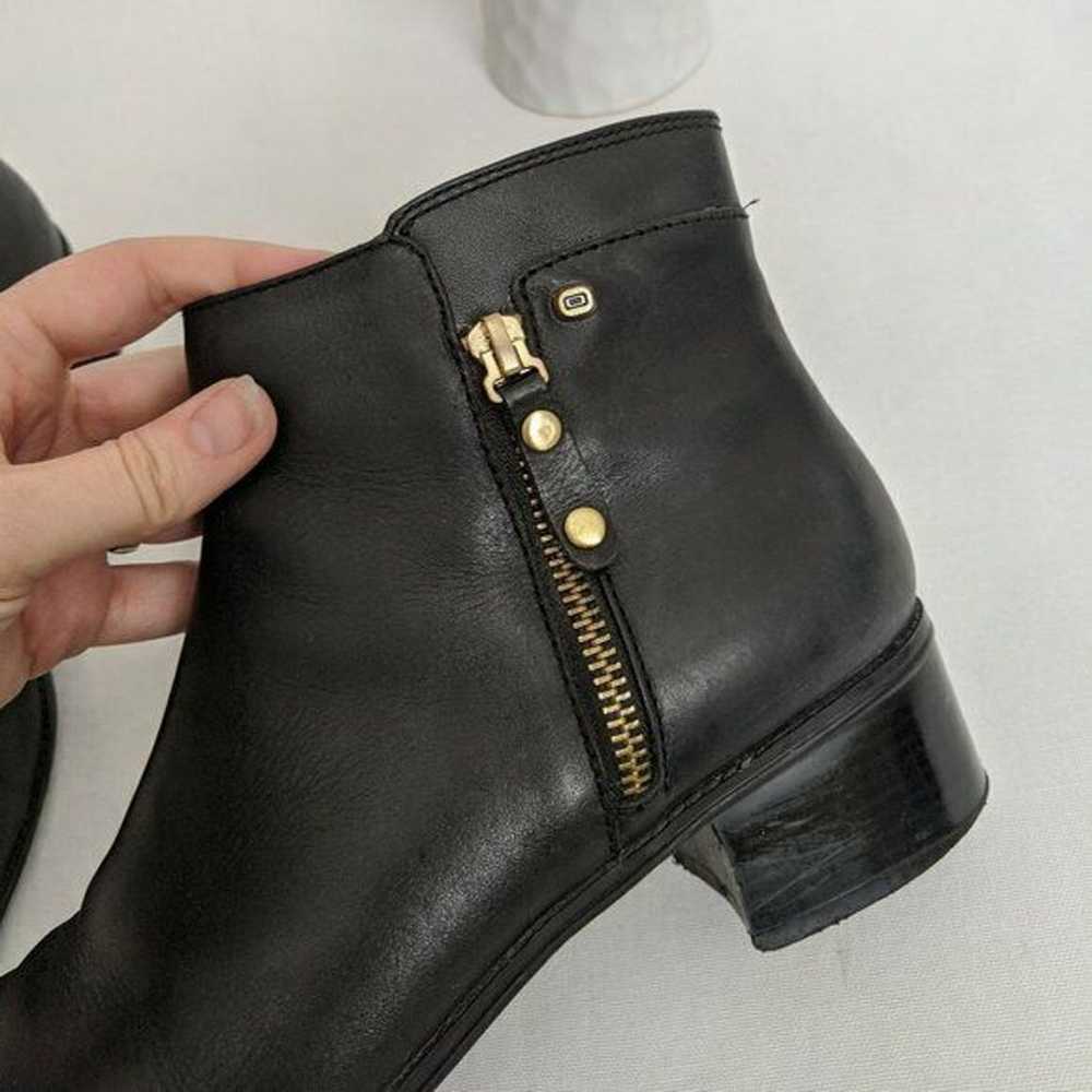 BANDOLINO Shoes Black Ankle Booties Gold Zippers … - image 3