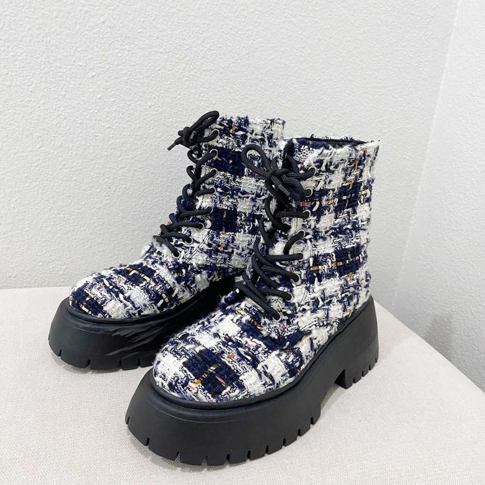 aqua platform lace up combat tweed boots size 6 - image 11