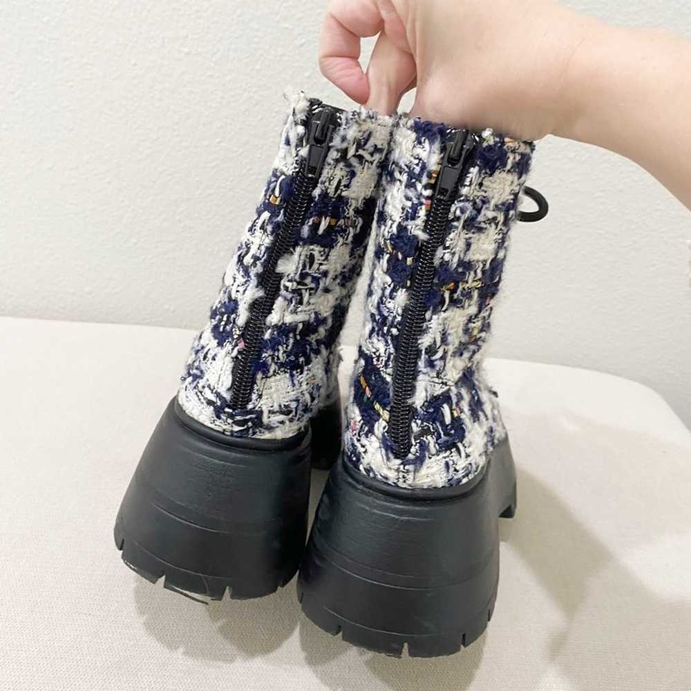 aqua platform lace up combat tweed boots size 6 - image 5