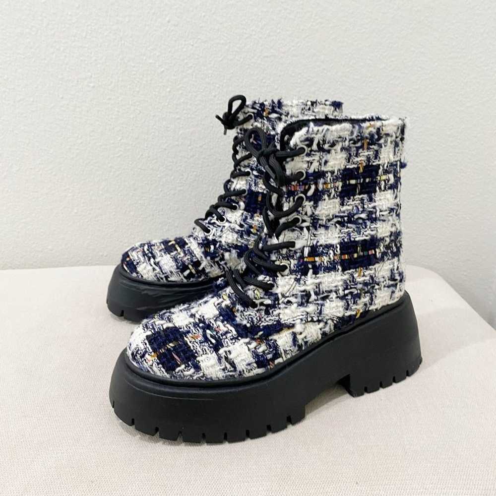 aqua platform lace up combat tweed boots size 6 - image 8