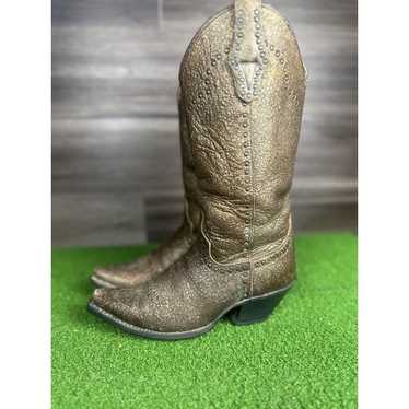 Vintage Justin Boots Womens 6.5 B Gold Brown West… - image 1
