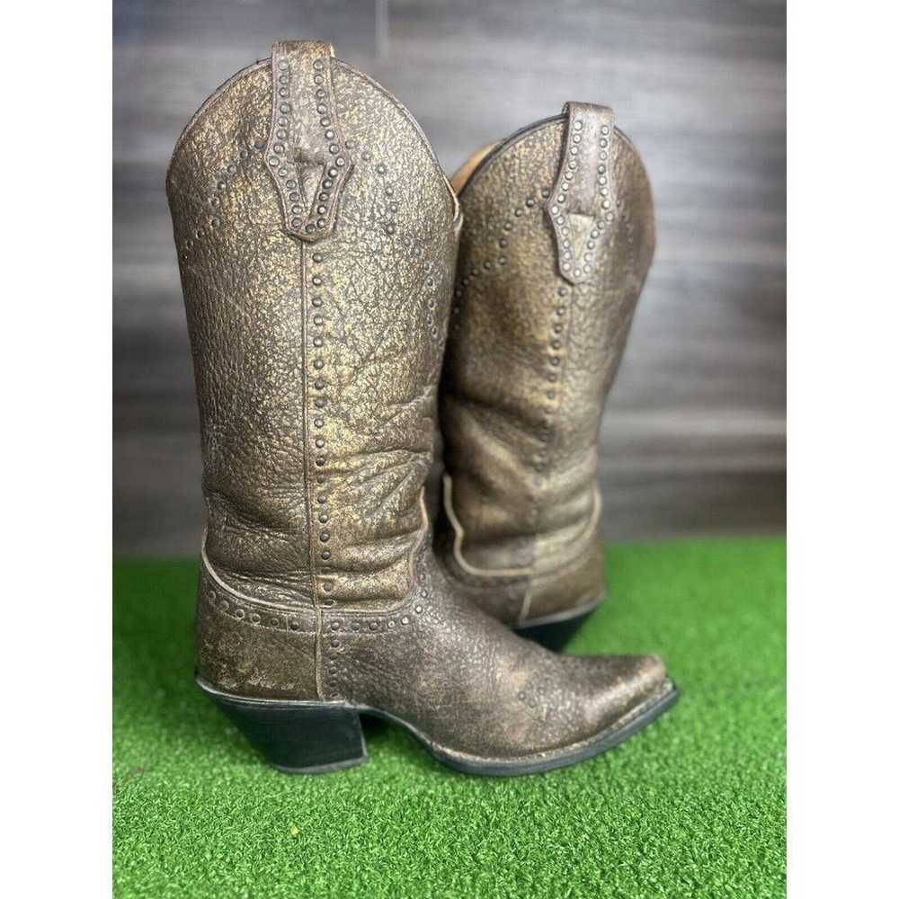 Vintage Justin Boots Womens 6.5 B Gold Brown West… - image 2