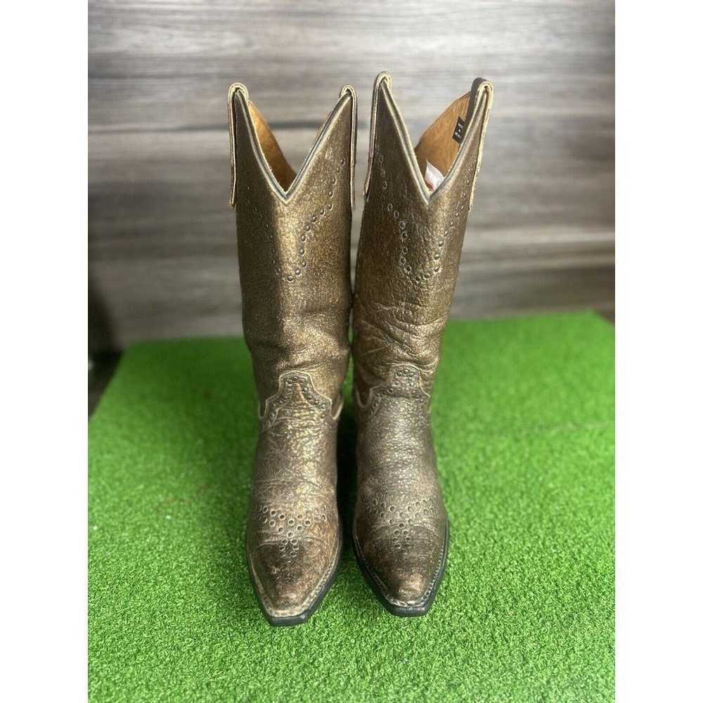 Vintage Justin Boots Womens 6.5 B Gold Brown West… - image 3
