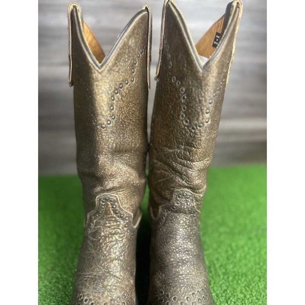 Vintage Justin Boots Womens 6.5 B Gold Brown West… - image 4