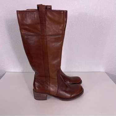 Lucky Brand Tan Leather Tall Pull On Riding Boots - image 1