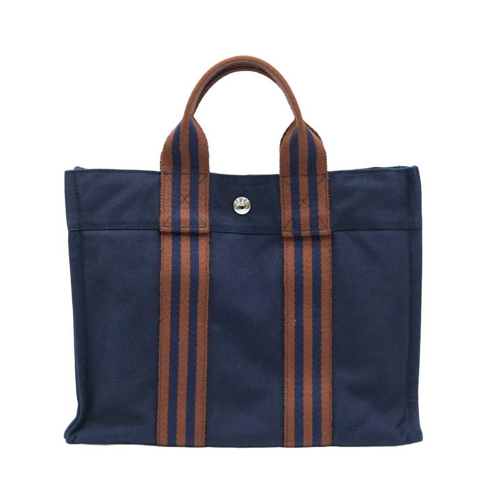 Hermes Hermes Foult Tote Bag PM Handbag Navy Brow… - image 1
