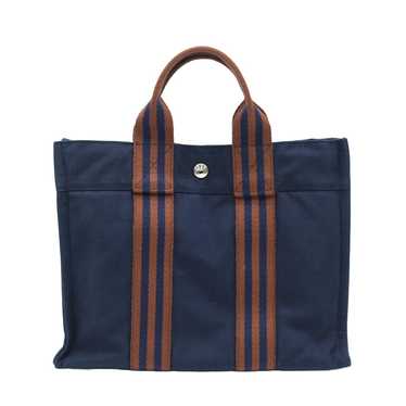 Hermes Hermes Foult Tote Bag PM Handbag Navy Brow… - image 1