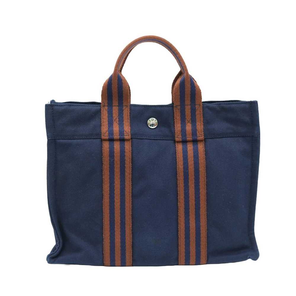 Hermes Hermes Foult Tote Bag PM Handbag Navy Brow… - image 3