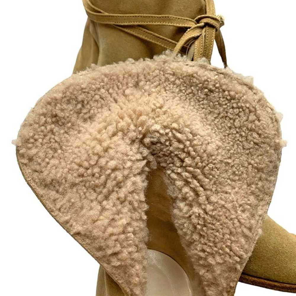 BRIAN ATWOOD Tan Suede Shearling Wrap Heeled Boot… - image 5