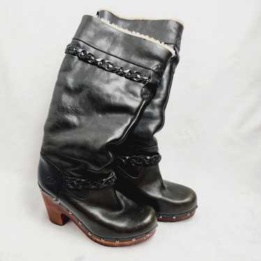 Ugg Australia Savanna Black Leather Studded Knee … - image 1
